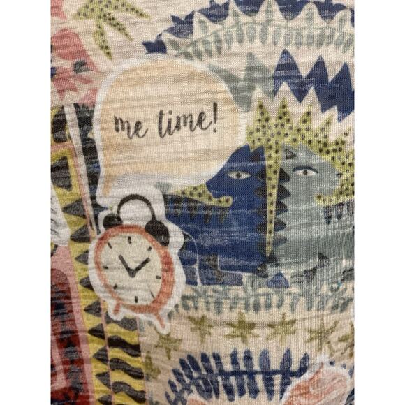 Inoah Art To Wear Women Oversized Artsy “Spa Day” Pattern Tunic Shirt Boho Sz S - Picture 7 of 11